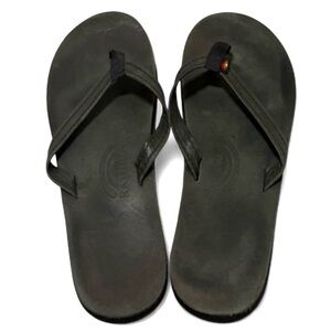 Rainbow-Single Layer Narrow Strap Sandals Black Size-Mens 9.5-10.5-Women's 11-12